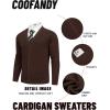 imageCOOFANDY Mens Cardigan Sweaters with Button Lightweight Casual V Neck Long Sleeve Pockets Knitted SweaterBrown