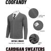 imageCOOFANDY Mens Cardigan Sweaters with Button Lightweight Casual V Neck Long Sleeve Pockets Knitted SweaterDark Grey
