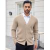 imageCOOFANDY Mens Cardigan Sweaters with Button Lightweight Casual V Neck Long Sleeve Pockets Knitted SweaterKahki