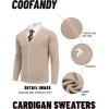 imageCOOFANDY Mens Cardigan Sweaters with Button Lightweight Casual V Neck Long Sleeve Pockets Knitted SweaterKahki