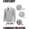imageCOOFANDY Mens Cardigan Sweaters with Button Lightweight Casual V Neck Long Sleeve Pockets Knitted SweaterLight Grey