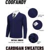 imageCOOFANDY Mens Cardigan Sweaters with Button Lightweight Casual V Neck Long Sleeve Pockets Knitted SweaterNavy Blue