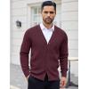imageCOOFANDY Mens Cardigan Sweaters with Button Lightweight Casual V Neck Long Sleeve Pockets Knitted SweaterRed