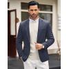 imageCOOFANDY Mens Casual Blazer Jacket One Button Suit Jackets Lightweight Knit Sport CoatGridblue