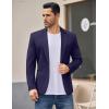 imageCOOFANDY Mens Casual Blazer Jacket One Button Suit Jackets Lightweight Knit Sport CoatNavy Blue