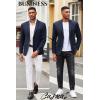 imageCOOFANDY Mens Casual Blazer Slim Fit Suit Jacket Lightweight Knit Sport Coat Two Button Blazer JacketNavy Blue