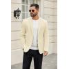 imageCOOFANDY Mens Casual Blazer Slim Fit Suit Jackets Two Button Lightweight Knit Sport CoatBeige
