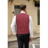 imageCOOFANDY Mens Casual Business Vests Lightweight Waistcoat Slim Fit Suit VestRed Plaid