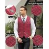 imageCOOFANDY Mens Casual Business Vests Lightweight Waistcoat Slim Fit Suit VestRed Plaid
