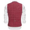 imageCOOFANDY Mens Casual Business Vests Lightweight Waistcoat Slim Fit Suit VestRed Plaid