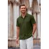 imageCOOFANDY Mens Casual Button Down Shirt Short Sleeve Wrinkle Free Shirts Summer ShirtArmy Green
