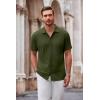 imageCOOFANDY Mens Casual Button Down Shirt Short Sleeve Wrinkle Free Shirts Summer ShirtArmy Green