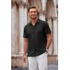 imageCOOFANDY Mens Casual Button Down Shirt Short Sleeve Wrinkle Free Shirts Summer ShirtBlack