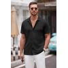 imageCOOFANDY Mens Casual Button Down Shirt Short Sleeve Wrinkle Free Shirts Summer ShirtBlack