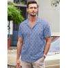 imageCOOFANDY Mens Casual Button Down Shirt Short Sleeve Wrinkle Free Shirts Summer ShirtBlue Palm Tree