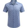 imageCOOFANDY Mens Casual Button Down Shirt Short Sleeve Wrinkle Free Shirts Summer ShirtBlue Palm Tree