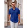 imageCOOFANDY Mens Casual Button Down Shirt Short Sleeve Wrinkle Free Shirts Summer ShirtClassic Blue