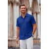 imageCOOFANDY Mens Casual Button Down Shirt Short Sleeve Wrinkle Free Shirts Summer ShirtClassic Blue