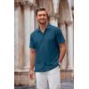 imageCOOFANDY Mens Casual Button Down Shirt Short Sleeve Wrinkle Free Shirts Summer ShirtDark Blue