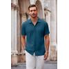imageCOOFANDY Mens Casual Button Down Shirt Short Sleeve Wrinkle Free Shirts Summer ShirtDark Blue