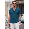 imageCOOFANDY Mens Casual Button Down Shirt Short Sleeve Wrinkle Free Shirts Summer ShirtDark Blue