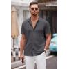 imageCOOFANDY Mens Casual Button Down Shirt Short Sleeve Wrinkle Free Shirts Summer ShirtDark Gray