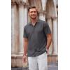 imageCOOFANDY Mens Casual Button Down Shirt Short Sleeve Wrinkle Free Shirts Summer ShirtDark Gray