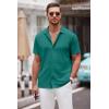 imageCOOFANDY Mens Casual Button Down Shirt Short Sleeve Wrinkle Free Shirts Summer ShirtEvergreen