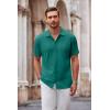 imageCOOFANDY Mens Casual Button Down Shirt Short Sleeve Wrinkle Free Shirts Summer ShirtEvergreen