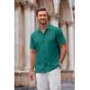 imageCOOFANDY Mens Casual Button Down Shirt Short Sleeve Wrinkle Free Shirts Summer ShirtEvergreen