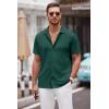 imageCOOFANDY Mens Casual Button Down Shirt Short Sleeve Wrinkle Free Shirts Summer ShirtLake Green