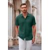 imageCOOFANDY Mens Casual Button Down Shirt Short Sleeve Wrinkle Free Shirts Summer ShirtLake Green