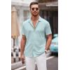 imageCOOFANDY Mens Casual Button Down Shirt Short Sleeve Wrinkle Free Shirts Summer ShirtLight Blue