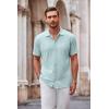 imageCOOFANDY Mens Casual Button Down Shirt Short Sleeve Wrinkle Free Shirts Summer ShirtLight Blue
