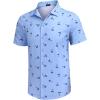 imageCOOFANDY Mens Casual Button Down Shirt Short Sleeve Wrinkle Free Shirts Summer ShirtLight Blue Palm Tree