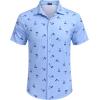 imageCOOFANDY Mens Casual Button Down Shirt Short Sleeve Wrinkle Free Shirts Summer ShirtLight Blue Palm Tree