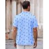 imageCOOFANDY Mens Casual Button Down Shirt Short Sleeve Wrinkle Free Shirts Summer ShirtLight Blue Palm Tree