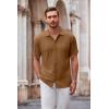 imageCOOFANDY Mens Casual Button Down Shirt Short Sleeve Wrinkle Free Shirts Summer ShirtLight Brown