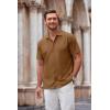 imageCOOFANDY Mens Casual Button Down Shirt Short Sleeve Wrinkle Free Shirts Summer ShirtLight Brown