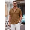 imageCOOFANDY Mens Casual Button Down Shirt Short Sleeve Wrinkle Free Shirts Summer ShirtLight Brown