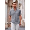 imageCOOFANDY Mens Casual Button Down Shirt Short Sleeve Wrinkle Free Shirts Summer ShirtLight Gray