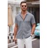 imageCOOFANDY Mens Casual Button Down Shirt Short Sleeve Wrinkle Free Shirts Summer ShirtLight Gray