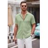 imageCOOFANDY Mens Casual Button Down Shirt Short Sleeve Wrinkle Free Shirts Summer ShirtLight Green