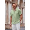 imageCOOFANDY Mens Casual Button Down Shirt Short Sleeve Wrinkle Free Shirts Summer ShirtLight Green
