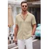 imageCOOFANDY Mens Casual Button Down Shirt Short Sleeve Wrinkle Free Shirts Summer ShirtLight Khaki