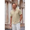 imageCOOFANDY Mens Casual Button Down Shirt Short Sleeve Wrinkle Free Shirts Summer ShirtLight Khaki