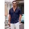 imageCOOFANDY Mens Casual Button Down Shirt Short Sleeve Wrinkle Free Shirts Summer ShirtNavy Blue