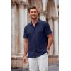 imageCOOFANDY Mens Casual Button Down Shirt Short Sleeve Wrinkle Free Shirts Summer ShirtNavy Blue