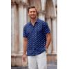 imageCOOFANDY Mens Casual Button Down Shirt Short Sleeve Wrinkle Free Shirts Summer ShirtNavy Shark