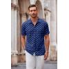 imageCOOFANDY Mens Casual Button Down Shirt Short Sleeve Wrinkle Free Shirts Summer ShirtNavy Shark